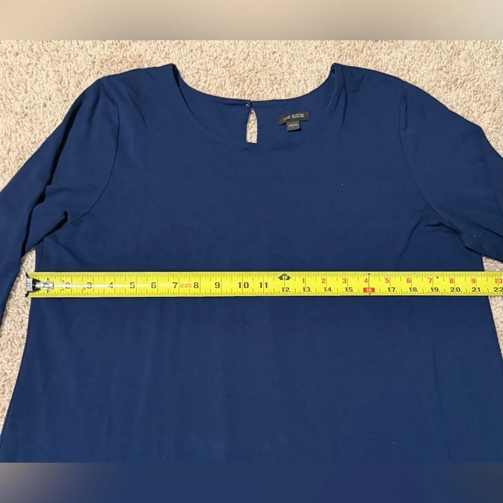 J. JILL Wearever Collection Women’s L Navy 3/4 Sleeve Dress 1 Center Pleat Back - Picture 4 of 6